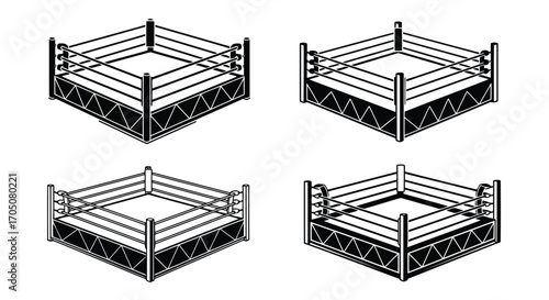 Vector illustration of four boxing ring outlines