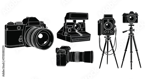 Vector illustration of collection of camera silhouettes