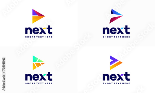 Set of Modern Next Logo designs concept vector, Arrow logo designs concept