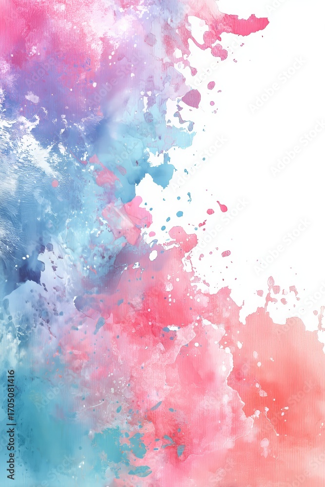 Obraz premium Colorful abstract watercolor art blending shades of blue, purple, pink, and coral, showcasing a vibrant display of fluid shapes and textures