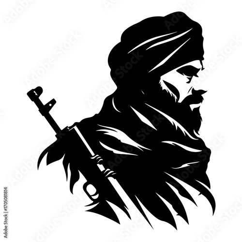 Monochrome Illustration of Mamluk Warrior Knight Cavalry Medieval Fighter Soldier Vector Artwork Isolated on Transparent Background