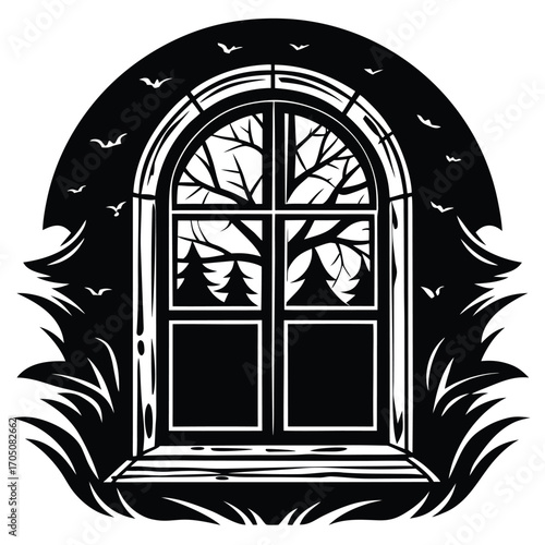 creepy window vector icon