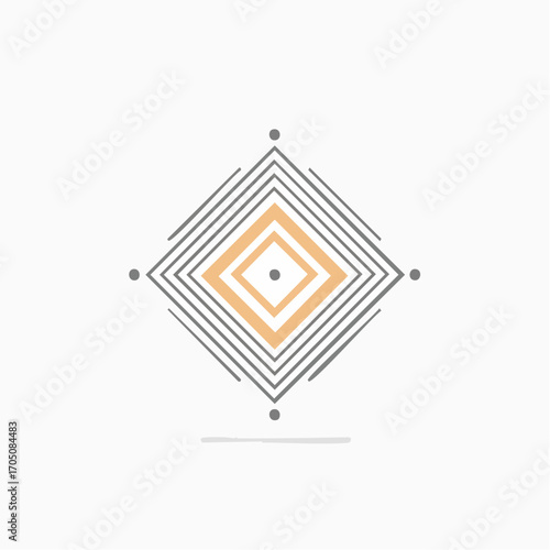 Elegant abstract geometric symbol with nested squares and linear patterns. A modern and clean logo concept for corporate identity or a tech brand