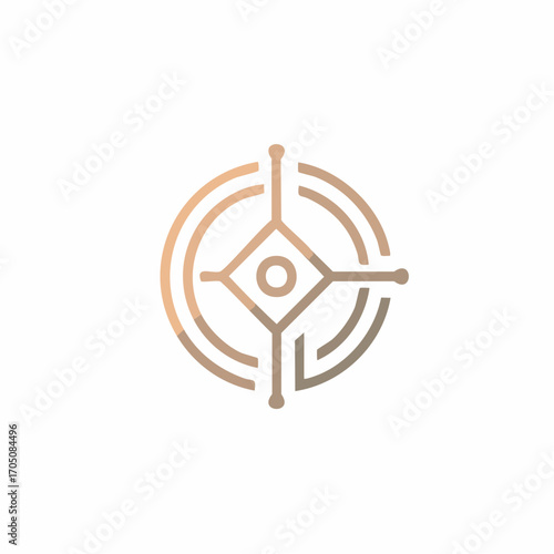 Elegant circular geometric logo concept with a modern line art style. Abstract futuristic symbol representing technology, network, or a target