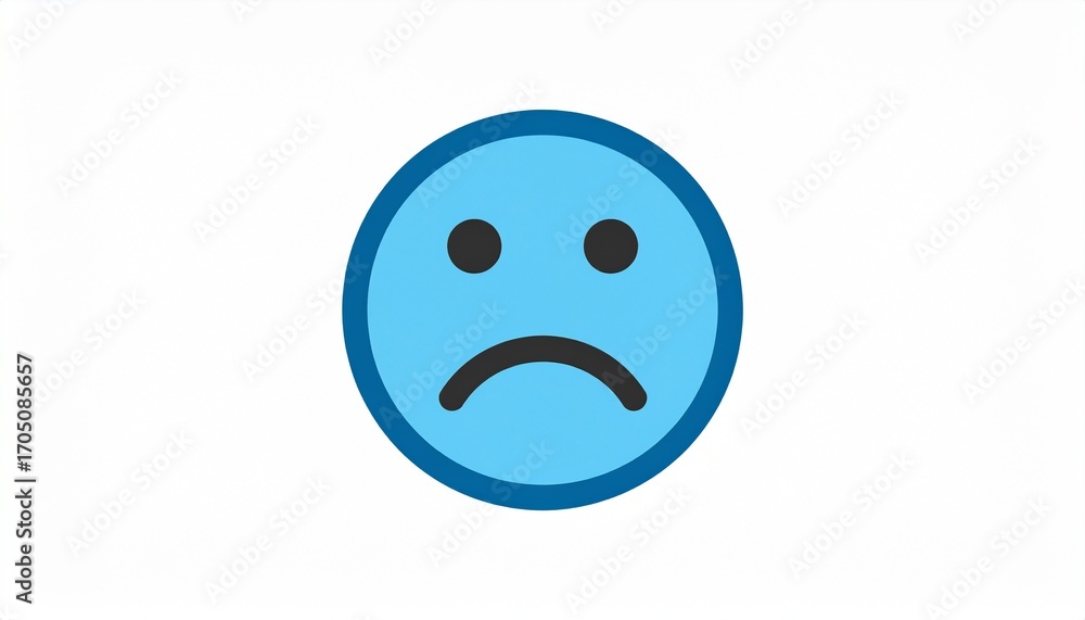 Fototapeta premium Blue sad face emoji vector icon isolated on white background