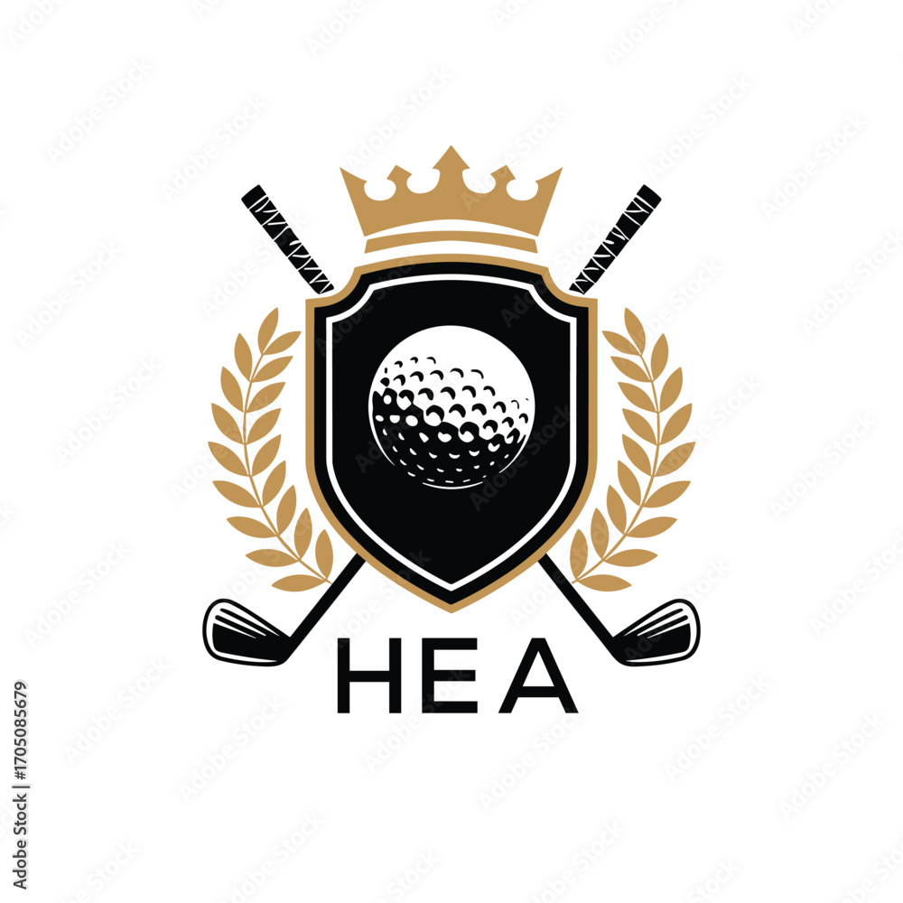 Obraz premium HEA Luxury Company logo. HEA Golf Club logo design for entrepreneur and business. HEA Sports Vector best icon. 