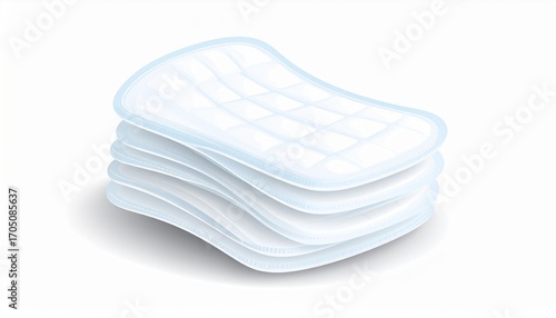Stack of white feminine hygiene pads 3D realistic illustration