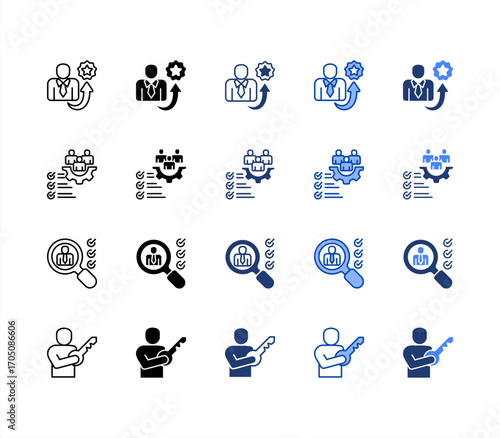 High potential, Competency, Workforce, Positions, multiple style icon set.