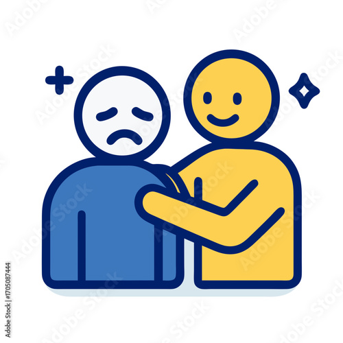 A supportive teamwork people icon illustrating compassionate leadership and mutual care, representing emotional support and understanding within a group dynamic