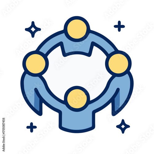 A vivid teamwork people icon illustrating successful collaboration, unity, and a strong sense of community, perfect for emphasizing partnership and shared goals and collective efforts