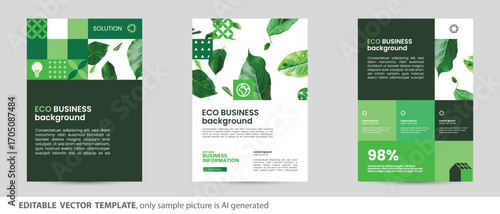 sustainability environment eco organic green circle background template information text layout for booklet brochure document report newsletter poster flyer. suitable for energy forest garden business