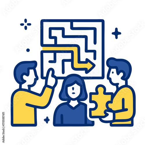Teamwork People Icon Solving Problems Together