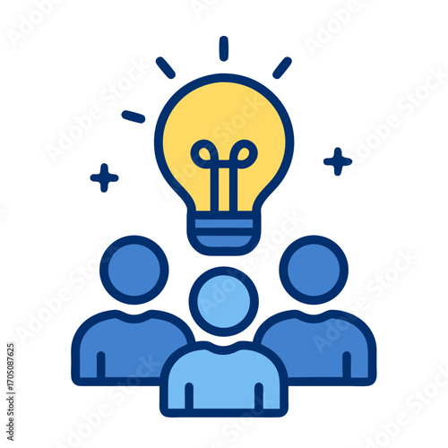 Collaborative Teamwork and Idea Generation A Dynamic People Icon Symbolizing Innovative Solutions and Collective Brainstorming for Business Success