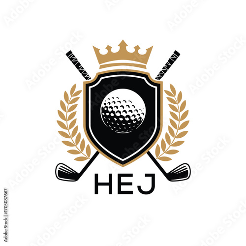 HEJ Luxury Company logo. HEJ Golf Club logo design for entrepreneur and business. HEJ Sports Vector best icon.
