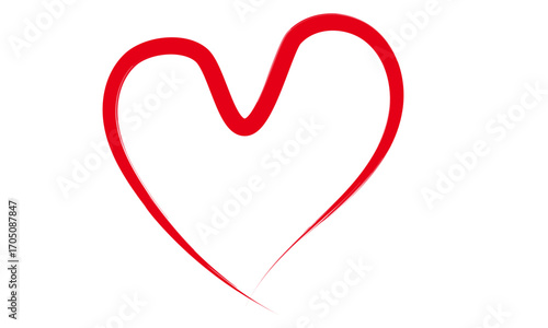 Red heart isolated on white background for love and valentine design