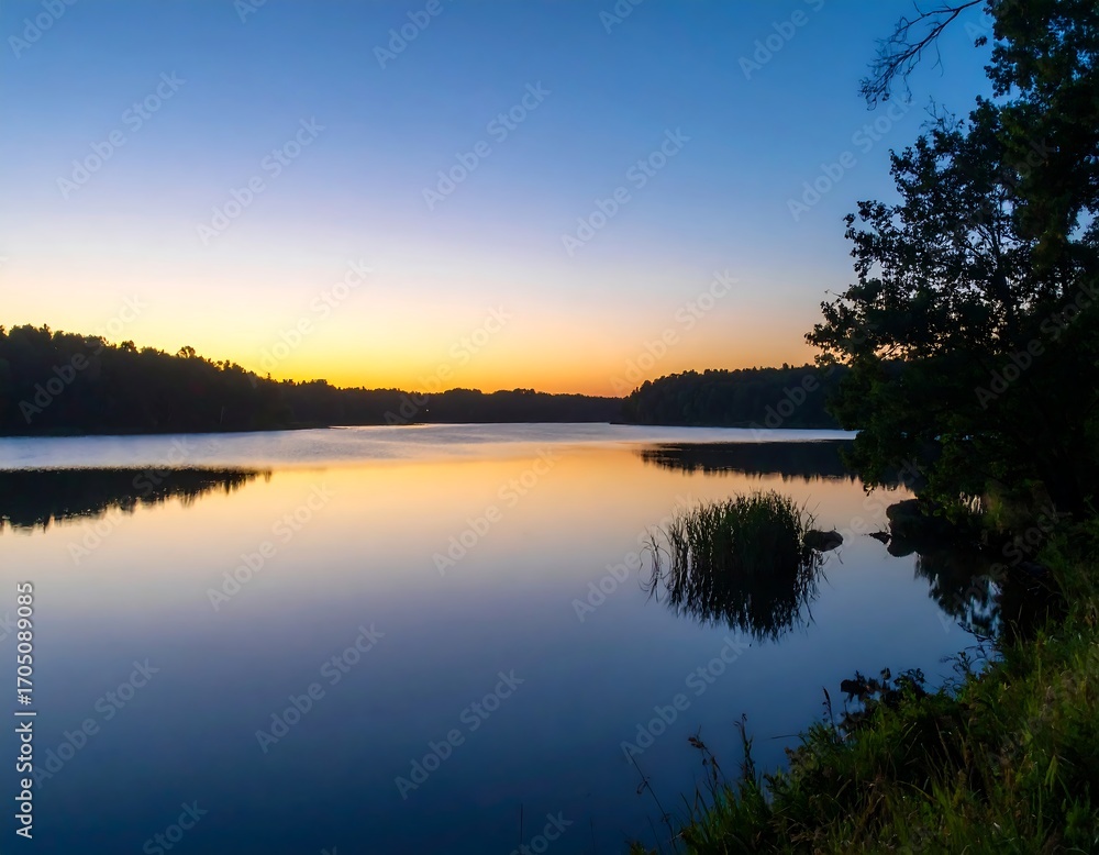 Fototapeta premium Serene lake sunrise (1)