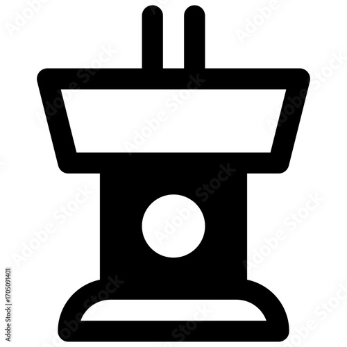 Politics. Outlined stroke vector icon with black-filled details.