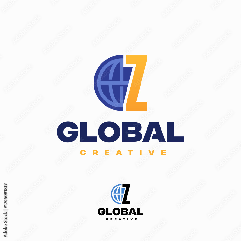 Fototapeta premium Creative Z Letter Globe Concept Logo Design Template, World Planet Logo designs template