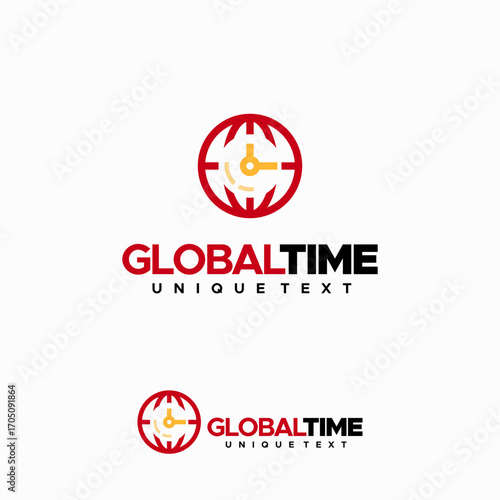 Global time logo vector design. World and timer logo designs template