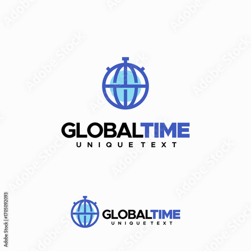 Global time logo vector design. World and timer logo designs template