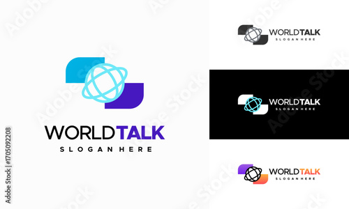 World Forum logo designs concept vector, World Talk logo symbol designs, Discuss symbol