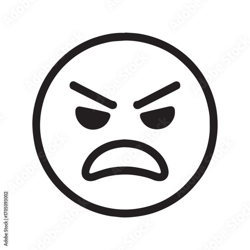 A black and white vector art cartoon mask depicts a sad smiley face icon with an expression of emotion