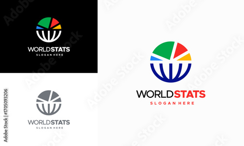World stats logo designs concept vector, World Graph logo template