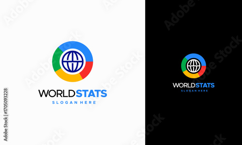 World stats logo designs concept vector, World Graph logo template
