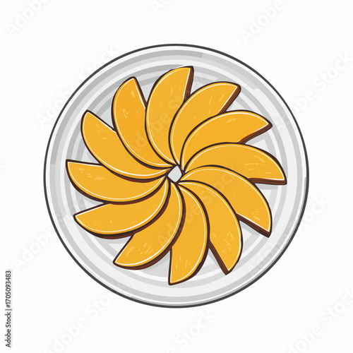 Sweet Pumpkin Slices Arranged in a Circular Pattern on a Plate