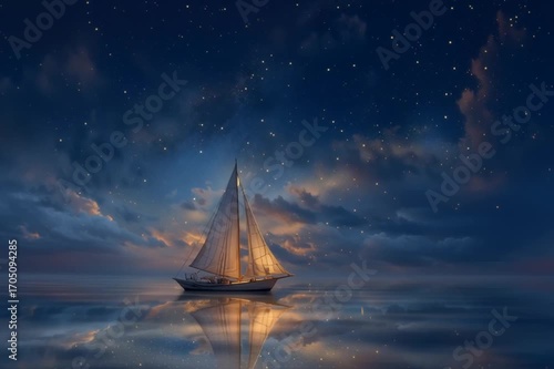 sailboat at night