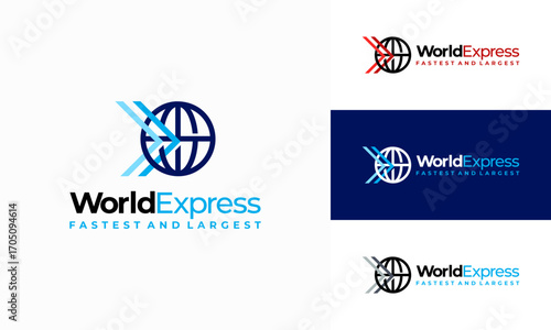 World Express delivery logo, Logistic company vector logo template