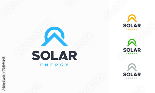 Solar Energy Logo designs concept vector, Solar Energy with roof logo template