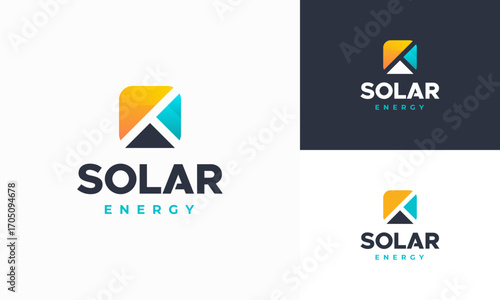Solar Energy Logo designs concept vector, Solar Energy with roof logo template