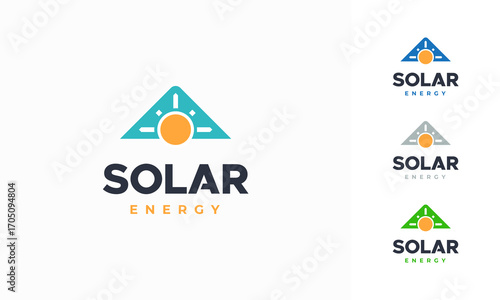 Solar Energy Logo designs concept vector, Solar Energy with roof logo template