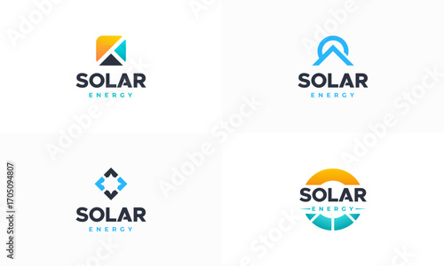Set of Solar Energy Logo designs concept vector, Solar Energy with roof logo template