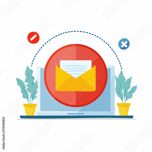 Receive important digital messages instantly on your laptop with clear communication symbols and modern design