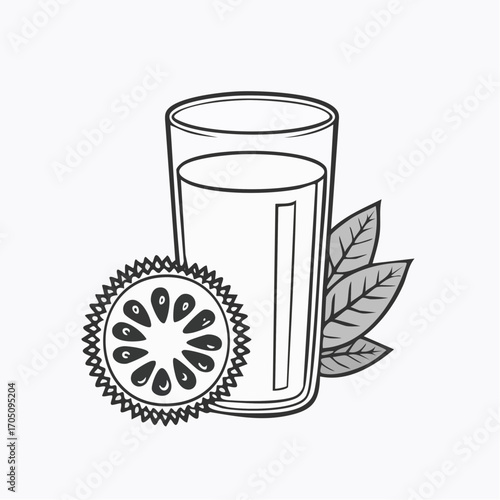 Refreshing Citrus Drink Illustration A Clean and Simple Design with a Glass of Juice