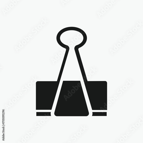 Metal paper clip realistic binder paper holder office stationery icon vector