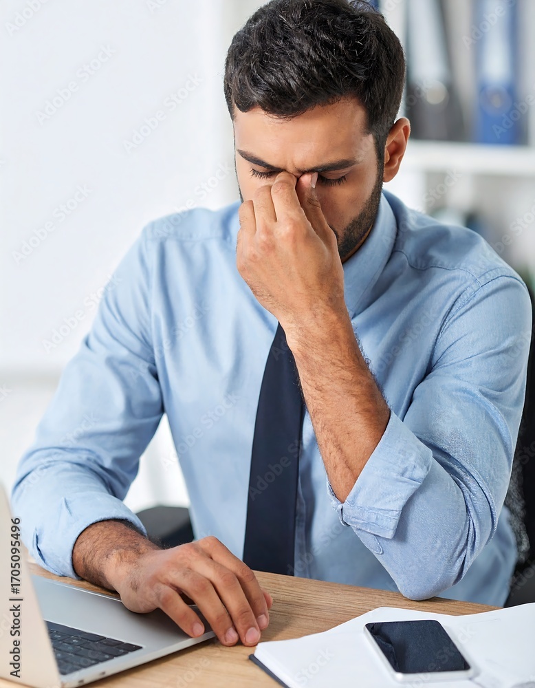 Naklejka premium Stressed businessman in office