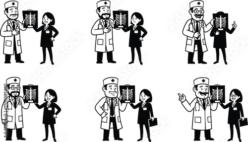 Doctors reviewing X-ray images, medical professionals consulting, healthcare teamwork, diagnostic radiology, hospital staff, patient care, doctor and nurse collaboration