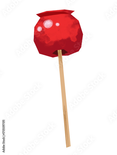 切り絵風のりんごあめ