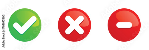 check mark cross minus icon set for approval error cancel button web ui design