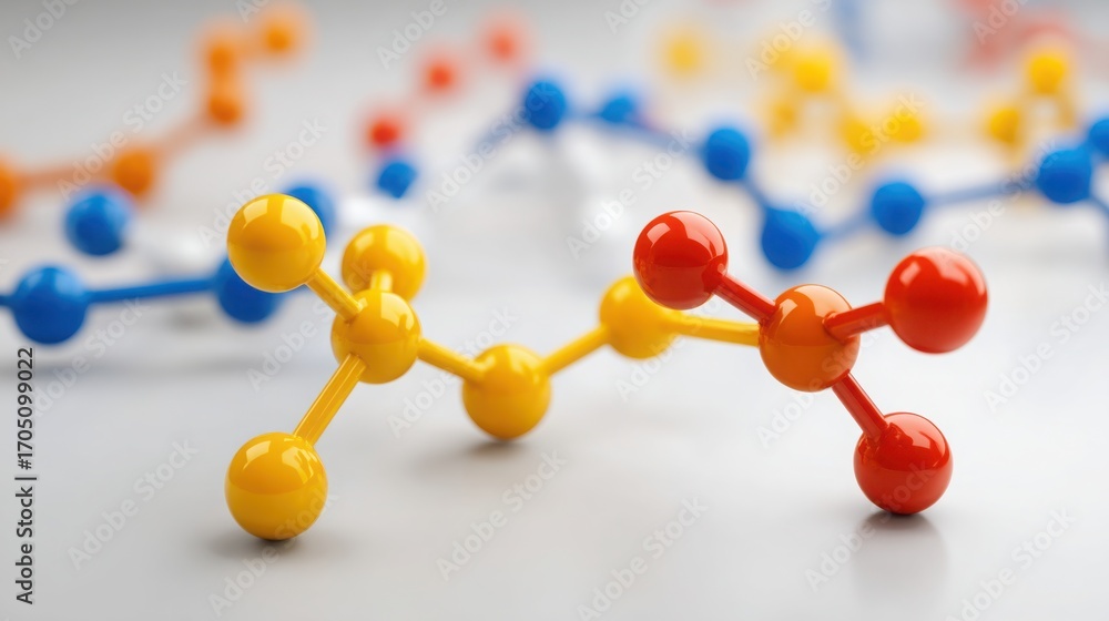 Obraz premium Group of colorful molecules representing scientific concepts and innovations in chemistry and molecular biology studies