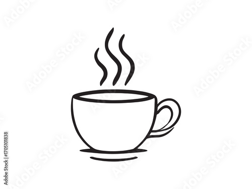 Steaming coffee cup relaxing peaceful time