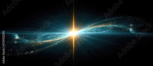 Cosmic energy streams radiating from a central light source