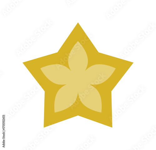 Goldener Stern mit abstrakter Blume darin