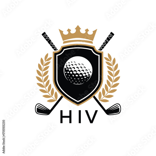 HIV Luxury Company logo. HIV Golf Club logo design for entrepreneur and business. HIV Sports Vector best icon.

