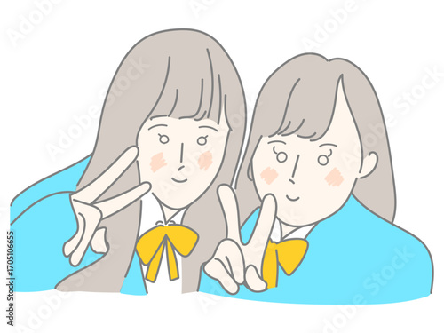 イラスト　女性　二人