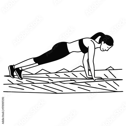 black silhouette vector of fitness woman doing mountain climbers