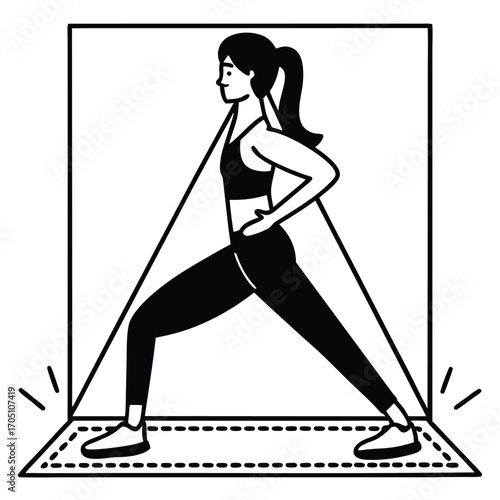 black silhouette vector of fitness woman doing side plank